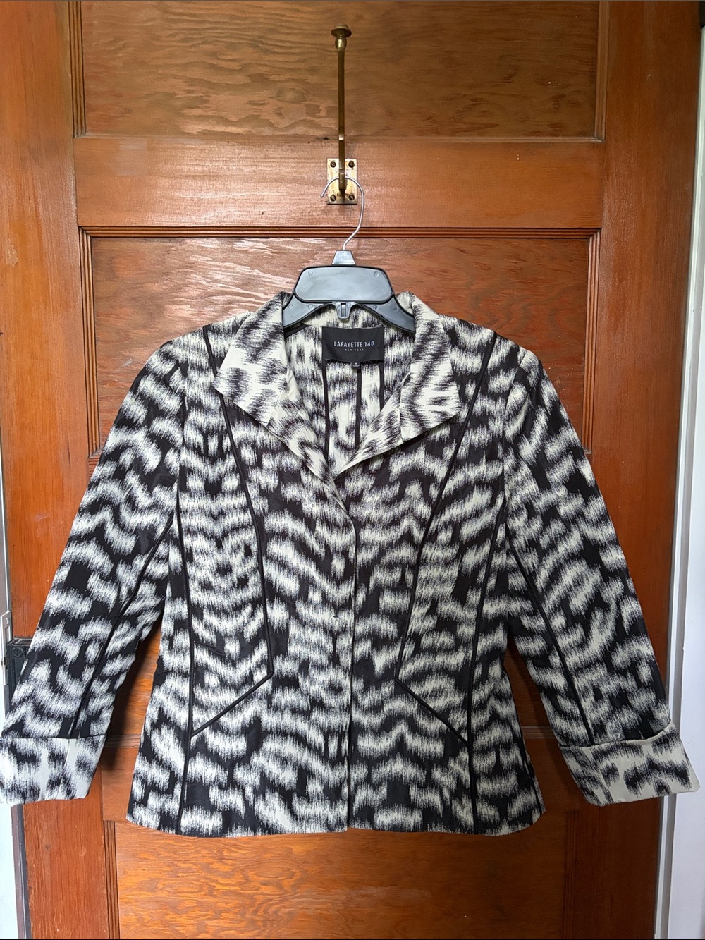 Lafayette 148 New York Black and White Patterned Blazer